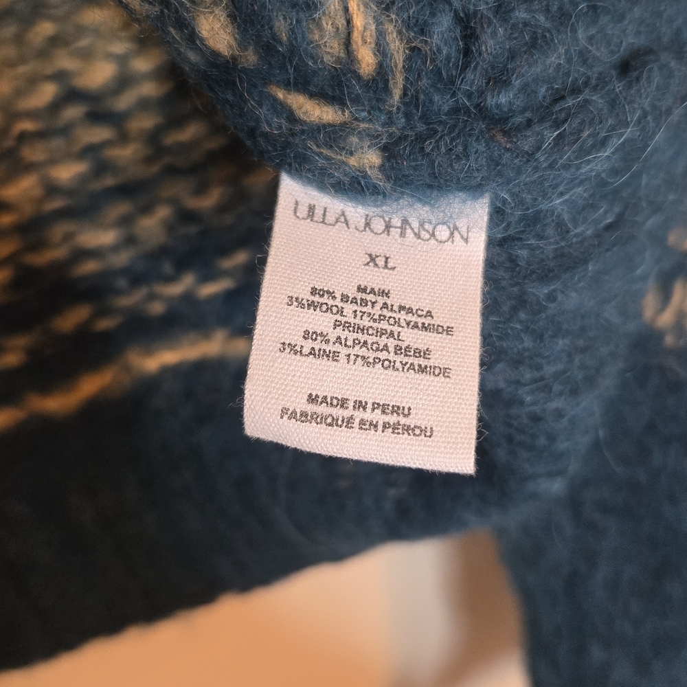 Ulla Johnson Rosalia Alpaca Sweater Puff Sleeve Striped Cozy Knit Oversized Boho - Picture 5 of 11